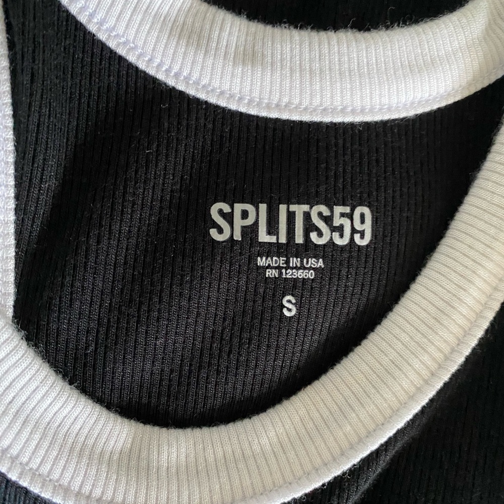 Splits59 Black & White Mini Dress “Kiki” Ribbed Racerback S - Picture 6 of 6